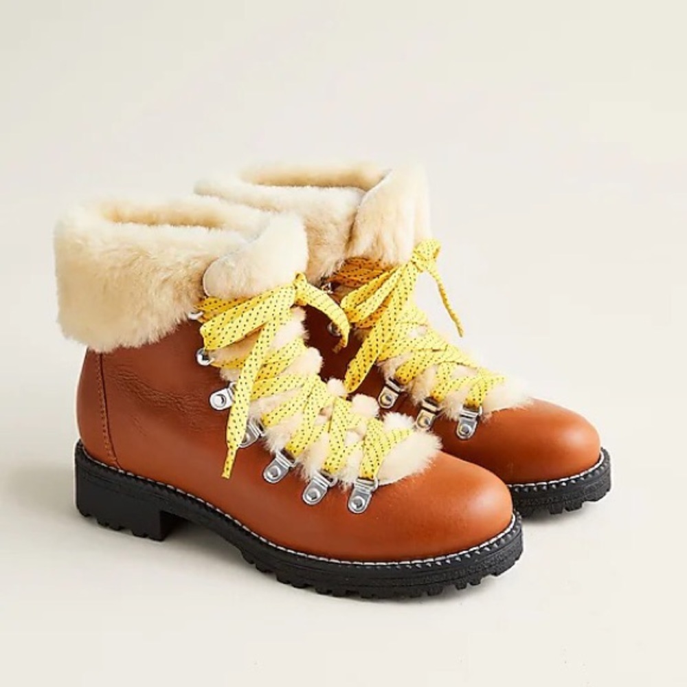 J. Crew Brown Winter Boots with Yellow Laces